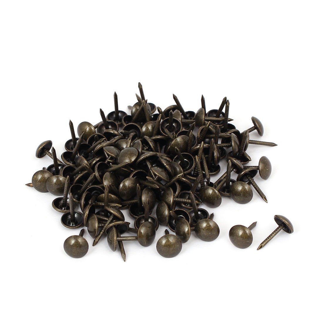 Sourcingmap Leather Sofa 8mm x 15mm Round Head Upholstery Tack Nail Bronze Tone 120pcs