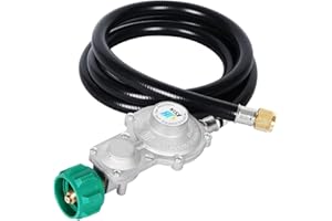 GGC 5FT Two Stage Propane Regulator with Hose, Dual Stage Propane Hose with QCC1/Type1 Connector for Gas Grills RV Appliance Generator