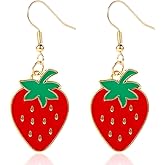 Strawberry Dangle Earrings for Women, Red Cute Strawberry Earring Fruit Drop Dangle Jewelry for Women Fashion Holiday Party Accessories