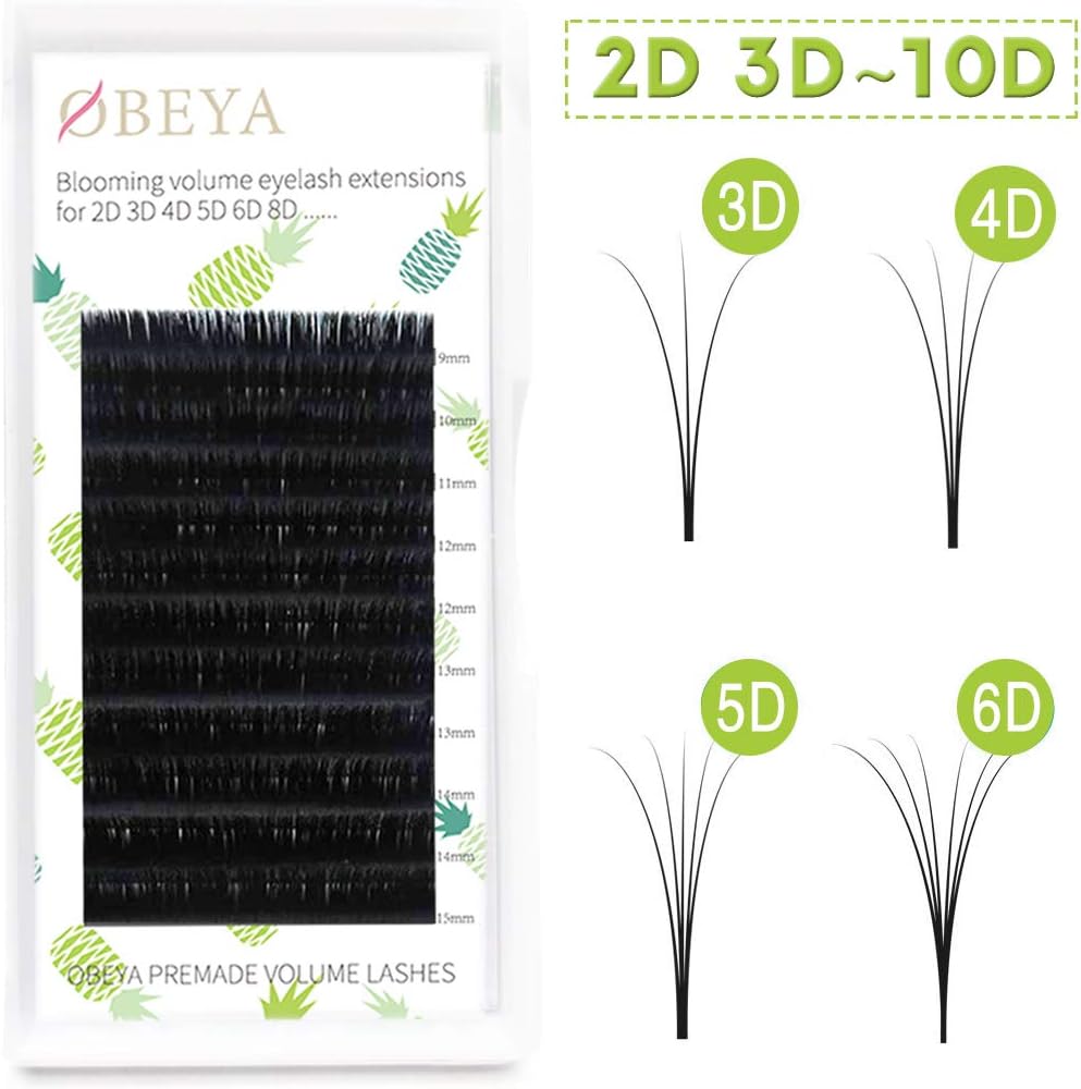 Easy Fan Volume Lashes 0.10 D Curl Automatic Blooming Flower .10 Thickness 9-15mm Mixed 2D 3D 4D 5D 6D 8D Rapid Auto Self Fanning Volume Lash Extensions
