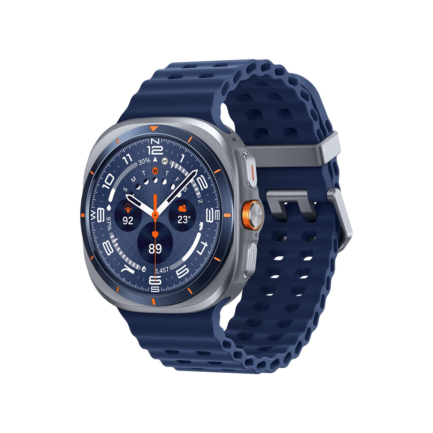 Samsung Galaxy Watch Ultra (2025) Smartwatch mit Galaxy AI, Fitness-Uhr, Marine Band, Titan-Gehäuse, Schnellbutton, Dual-GPS, 64 GB Speicher, 47 mm, LTE, Titanium Blue, 3 Jahre Herstellergarantie
