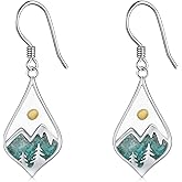Suiknsn Mountain Earrings 925 Sterling Silver Turquoise Mustard Seed Dangle Drop Earrings Faith Jewelry Gifts for Women Girls