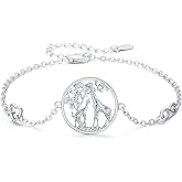 Animal Bracelet for Women 925 Sterling Silver Giraffe Bracelet/Flamingo Bracelet Infinity Love Heart Adjustable Chain for Mom Girlfriend Mother's Day