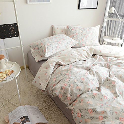 Kids Girls Duvet Cover Set Twin Cotton Floral Bedding Set Exquisite Flower Printed Comforter Cover Set Luxury Reversible Duvet Cover Set Great Gift for Thanksgiving Christmas New Year, Style5
