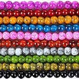 RUBYCA 4mm 2 Strands Czech Glass Round Beads Mix Painted Colored String for Jewelry Making DIY