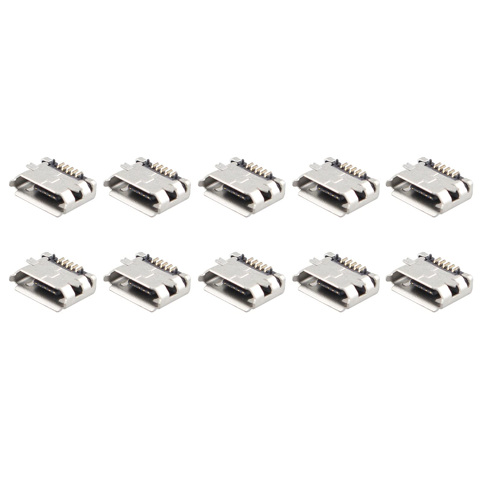 Futheda 10 Pcs Micro USB Socket Jack Connector Type B Female 180 Degree 5-Pin SMD SMT Soldering PCB Mount for Phone