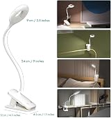 CUHIOY Clip-On Reading Light 2 Pack Rechargeable 1800mAh 5 Color 5 Brightness view 4