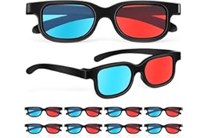 Parliky 10Pcs Red Blue 3D Glasses for Tv Computer Projector Compatible Screens Lightweight Frame Comfortable Fit