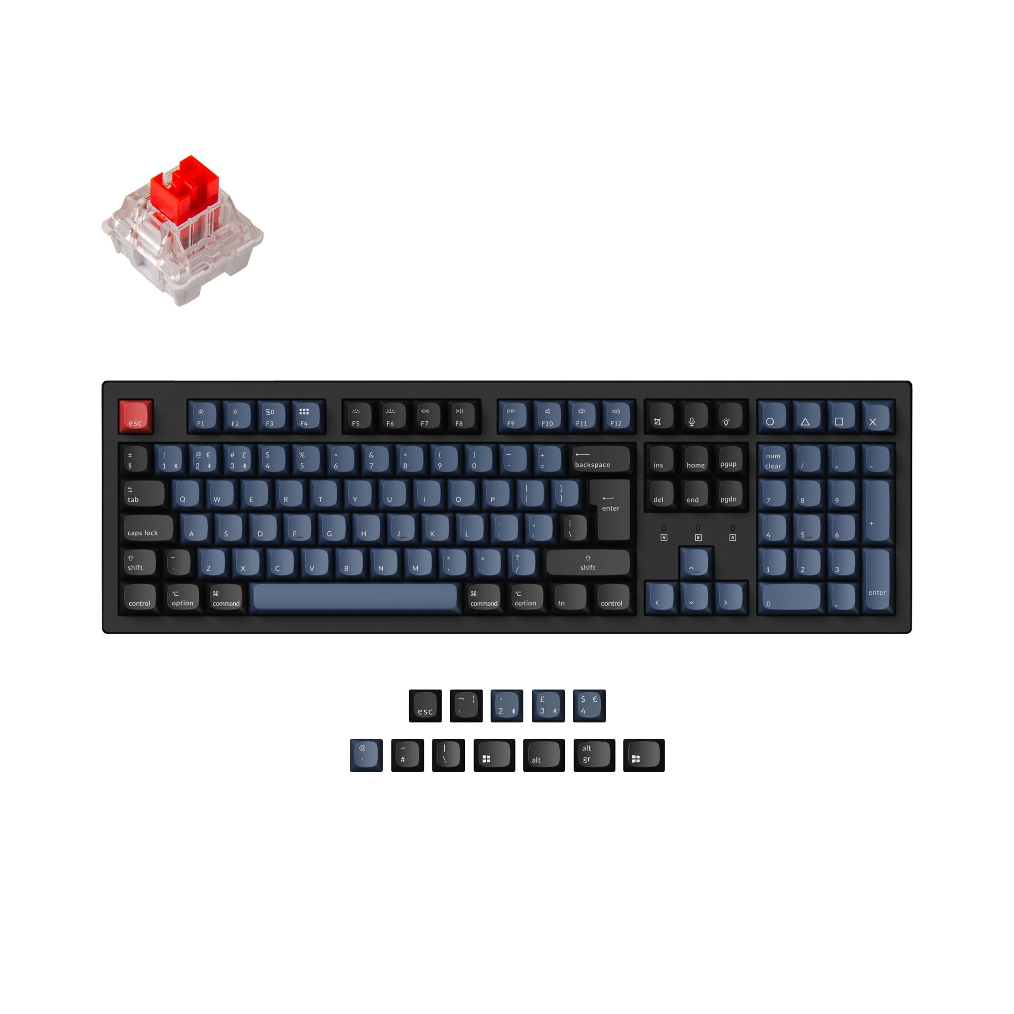 Keychron K10 Pro QMK/VIA Custom Wireless Mechanical Keyboard, Hot-swappable ISO UK Layout Full Size 108 Keys Programmable RGB Backlit Red Switch, Bluetooth/USB-C Wired for Mac Windows Linux