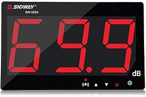 SNDWAY SW-525A 30-130dB Digital Sound Level Meter with Large LCD Display Noise Meter Decibel Wall Mounted Hanging (525A)