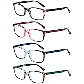 DOOViC 4 Pack Computer Reading Glasses Blue Light Blocking Anti Eyestrain Spring Hinge Stylish Readers for Women