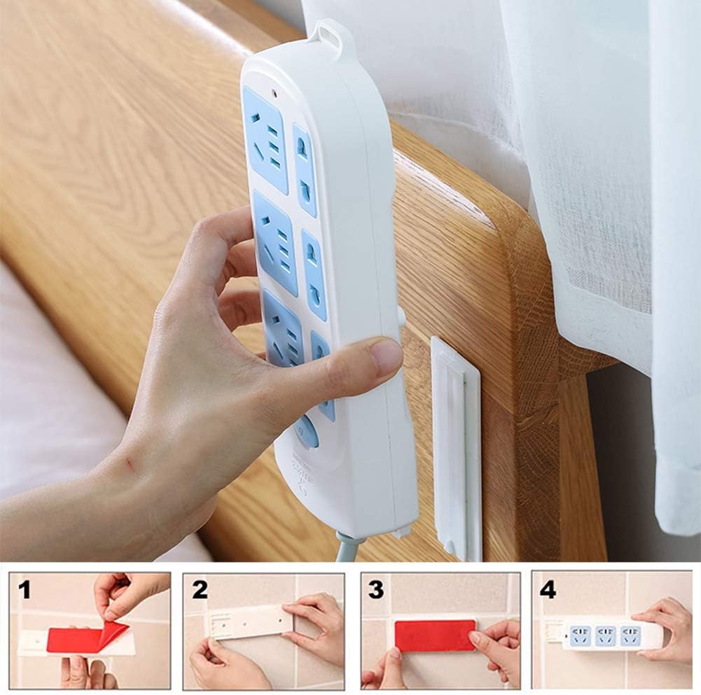 Peyan Self-Adhesive Power Strip Fixator, Punch-Free Wall-Mounted Desktop Socket Fixer Cable Organizer Holder Reusable Outlet Adapter,3.54 x 13.71 inch,1pcs