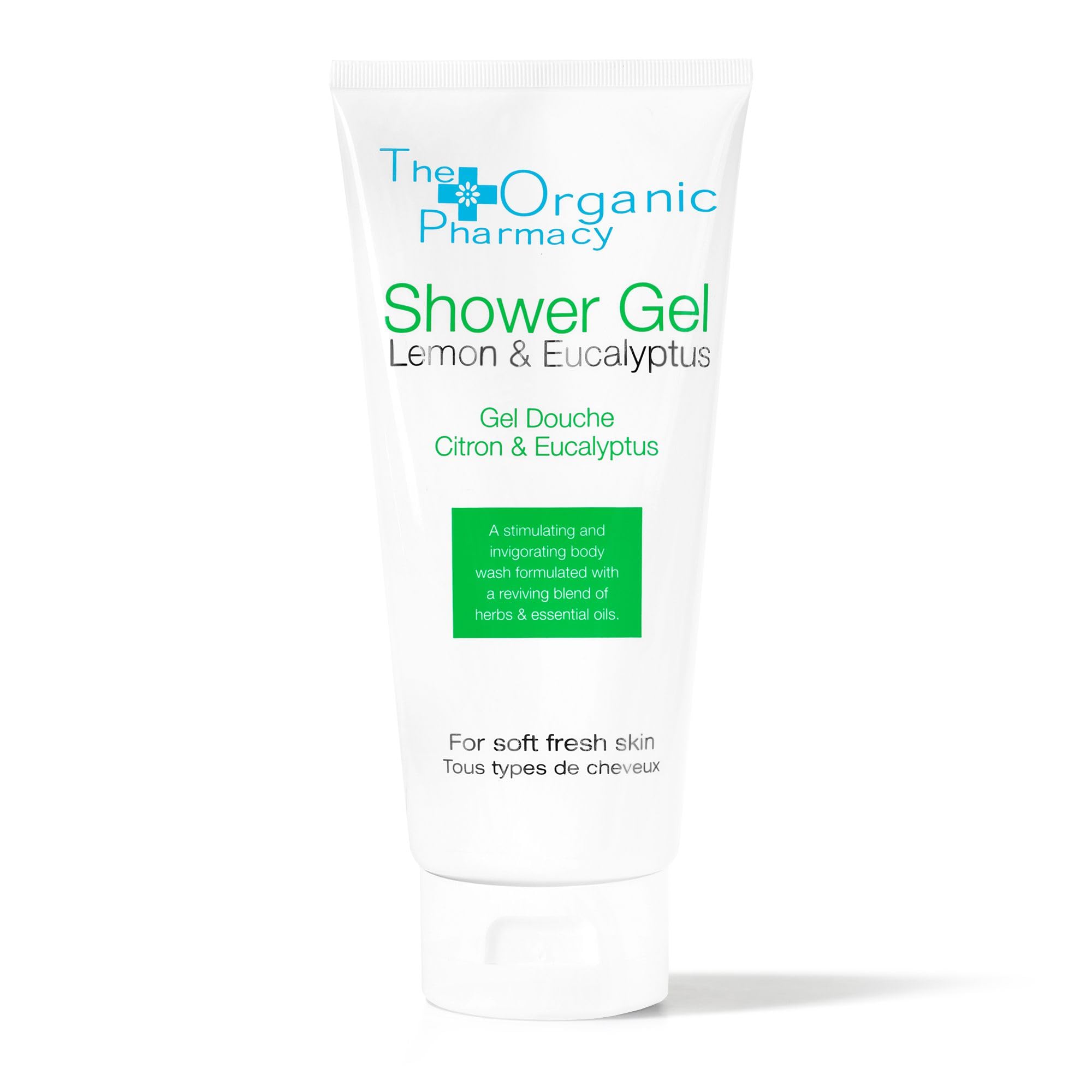 The Organic Pharmacy Lemon & Eucalyptus Shower Gel, 200ml - Condition and Cleanse, Reviving, Sulphate-Free, With Lemon, Eucalyptus, All Skin Types, 63% Organic
