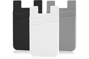 SS Card Holder for Phone Case, Phone Wallet Stick on Adhesive Silicone Cell Phone Pouch Suitable for iPhone Samsung Galaxy An