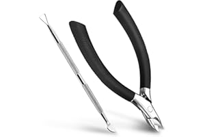 ILLFER Cuticle Trimmer Set With Case, Professional 0.2" Jaw Cuticle Remover with Abs Handle, Precision Cuticle Cutters Pedicure Manicure Nail Tool cut