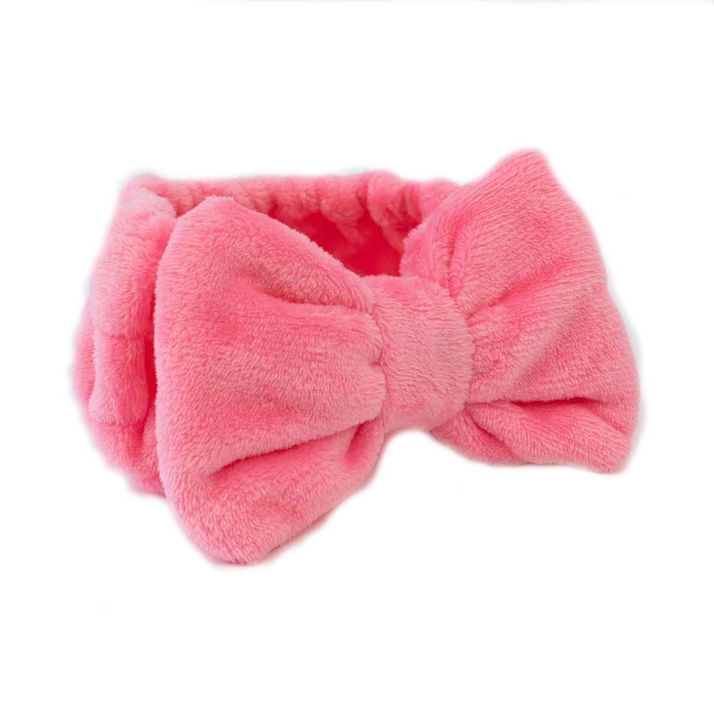 Danielle Creations Rose Oil Infused Headband, Soft Stretchy Microfibre Bow Hair Band, Nourishes Hair and Adds Shine During Skincare, Washing, Makeup and Beauty Routines - Pink
