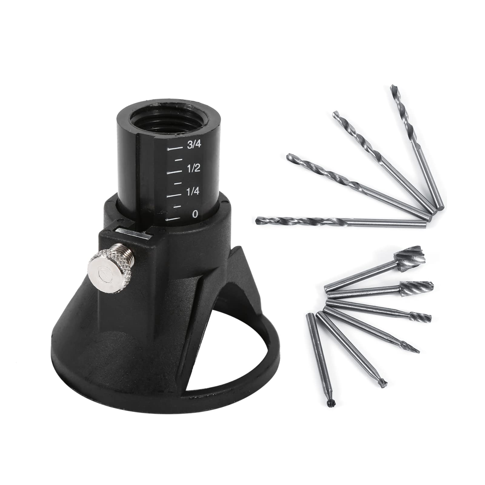 4pcs Wood Milling Cutter Drill Bits + 6pcs HSS Wood Milling Burrs + 1pc Drill Carving Rotary Locator