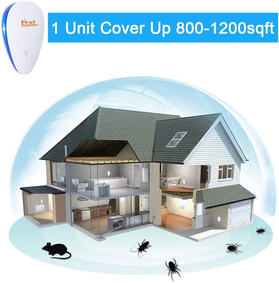 Tosreny Ultrasonic Pest Repeller,(6 Pack) Electronic Bug Repellent Plug-in Indoor. Repel Bugs Mice Roaches Ants Spiders Rats Bats Birds Flies Mosquitoes Fleas Rodents and Insects-White: Health & Personal Care