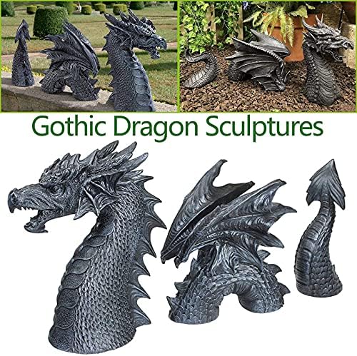 Gothic dragon statue for backyard decor, priced at $20.99 as of August 9, 2023.