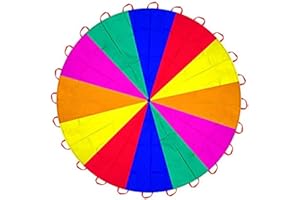 AMYESE 6.5ft/10ft/12ft/13ft/16.4ft/20ft Rainbow Parachute for Outdoor Party Games, Kids Play Parachute Group Cooperative Team Game Toys, Family Get-Together Entertainment
