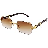 Hycredi Rimless Rectangle Sunglasses Men Women Retro Frameless Square Shade Y2k Sun Glasses Tinted Eyewear