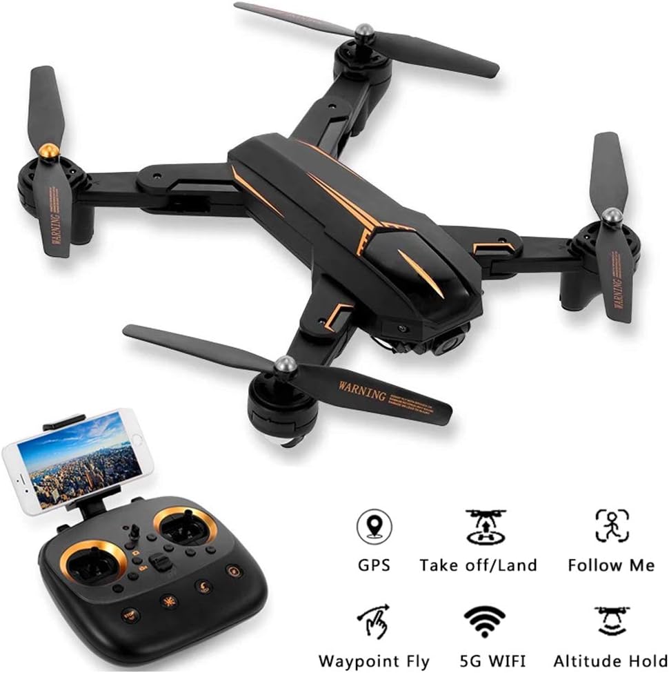 OKPOW GPS Return Home Quadcopter, FPV RC Drone with Camera Live Video, Adjustable Wide Angle 1080P HD WIFI Camera, Follow Me, Intelligent Battery, Headless Mode, Altitude Hold, Mobile APP Control