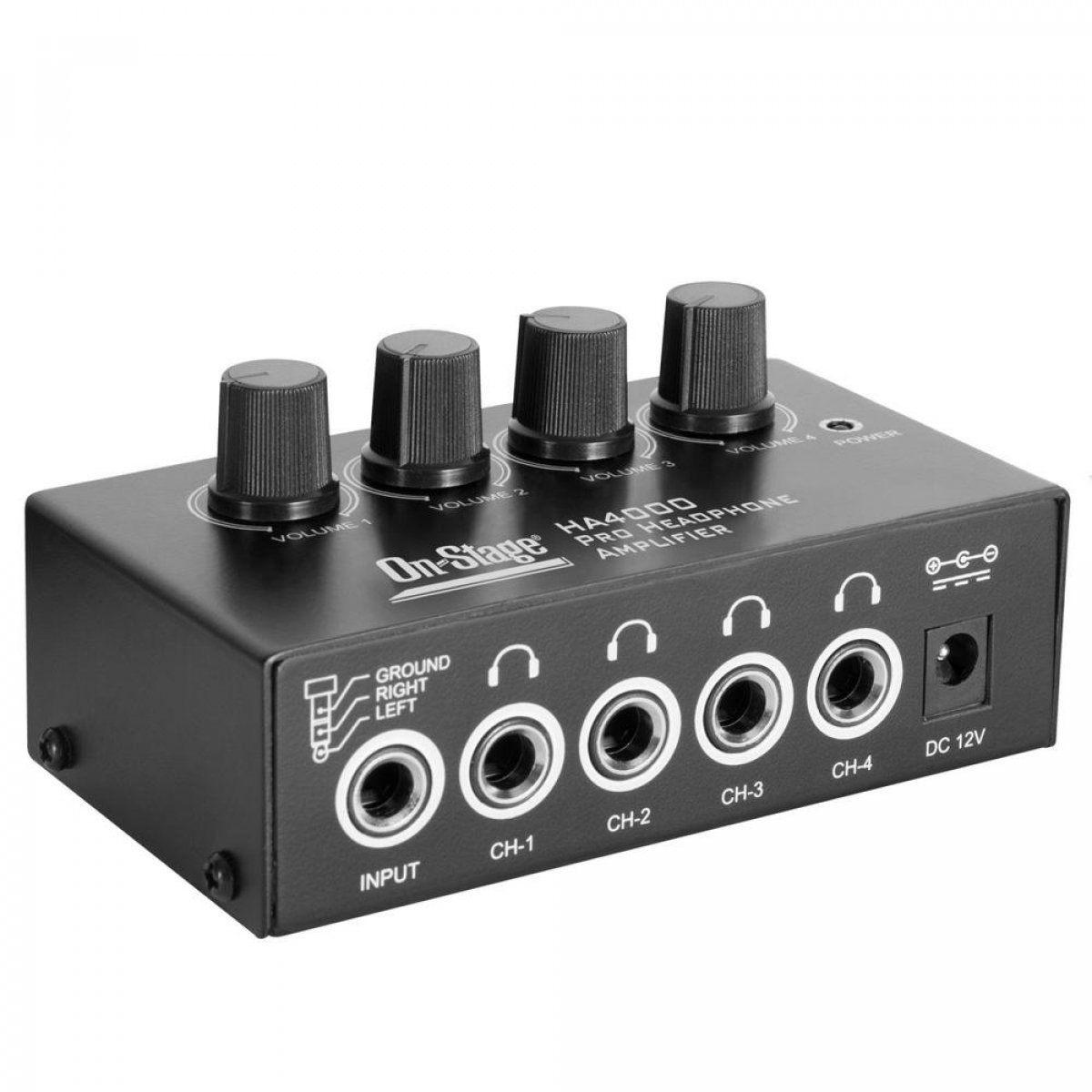 OnStage On-Stage HA4000 4-Channel Pro Headphone Amplifier,Black,White
