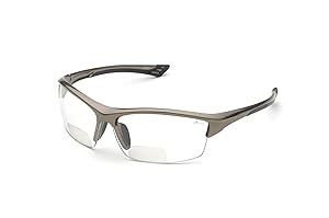 Elvex RX-350C 1.5 Diopter Bifocal Safety Glasses, Metallic Brown Frame/Clear Lens