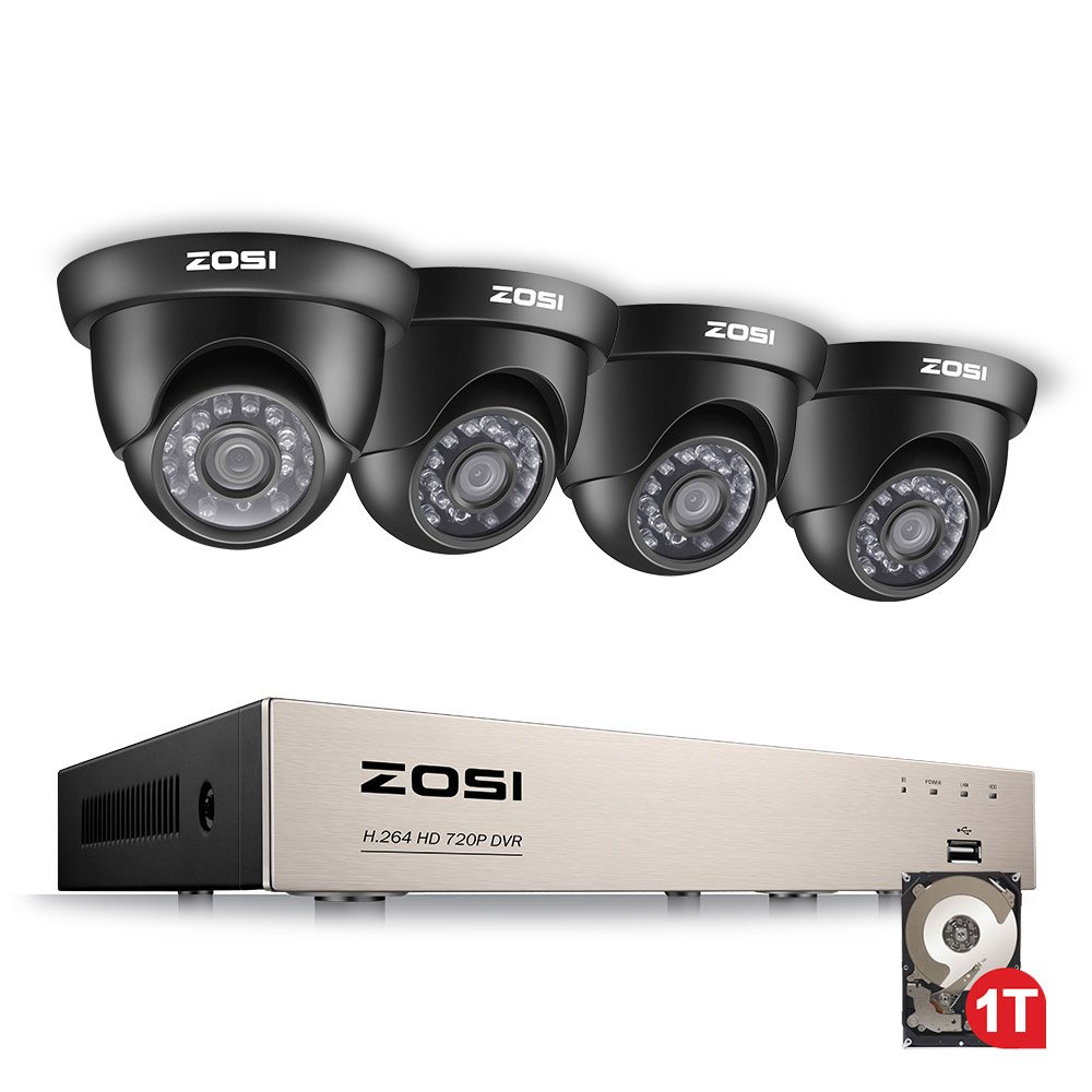ZOSI Security Camera Systems 720P CCTV Camera System w/1TB Hard Drive