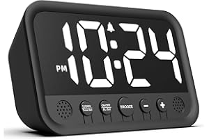 XUANZIT Small LED Digital Clock for Bedroom, Loud Alarm Clock for Heavy Sleepers Adults, Teens | Plug-In Electric Desk Clock | Simple Bedside Nightstand Clock with Adjustable Volume/Brightness/Snooze – White