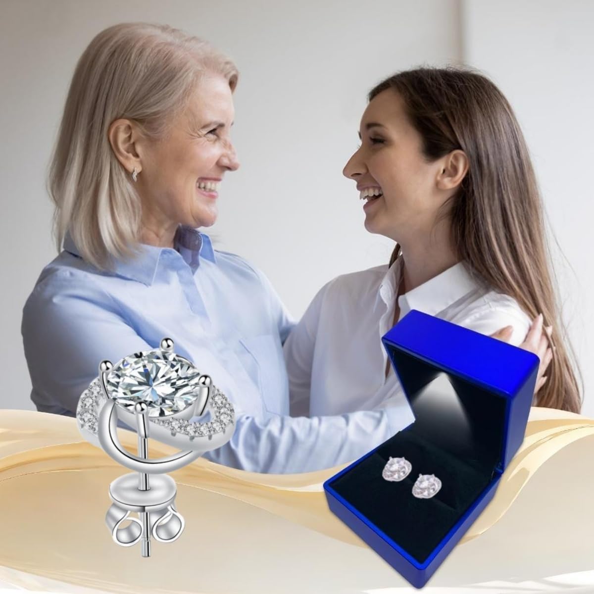 Moissanite Stud Earrings for Womens 3 Carat S925 Sterling Silver Earrings for Women D Color VVS1 Clarity Moissanite Earrings