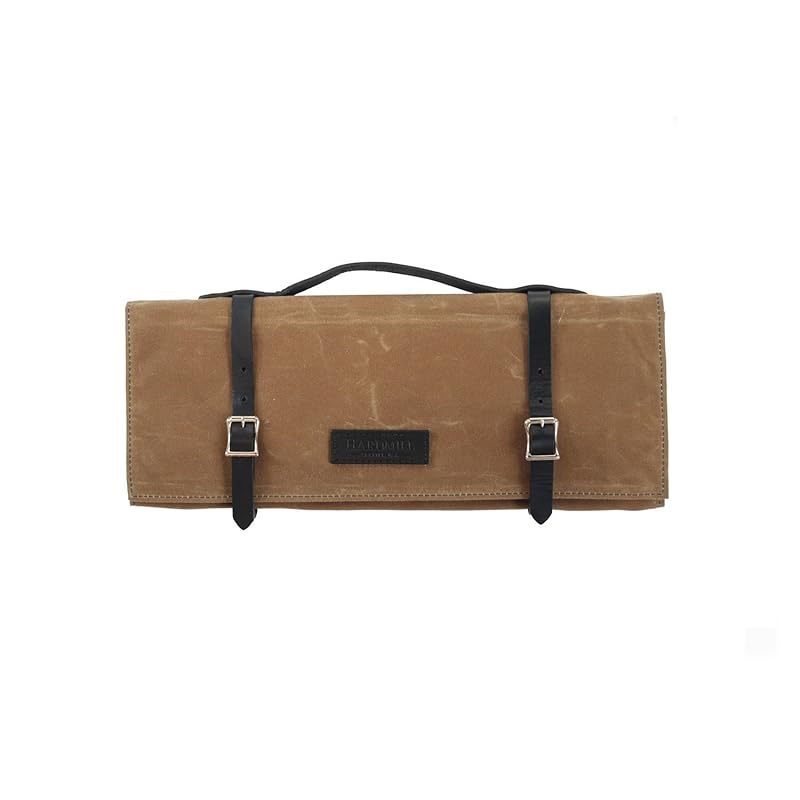 Knife Roll Waxed Canvas Field Tan Made in USA Handmade