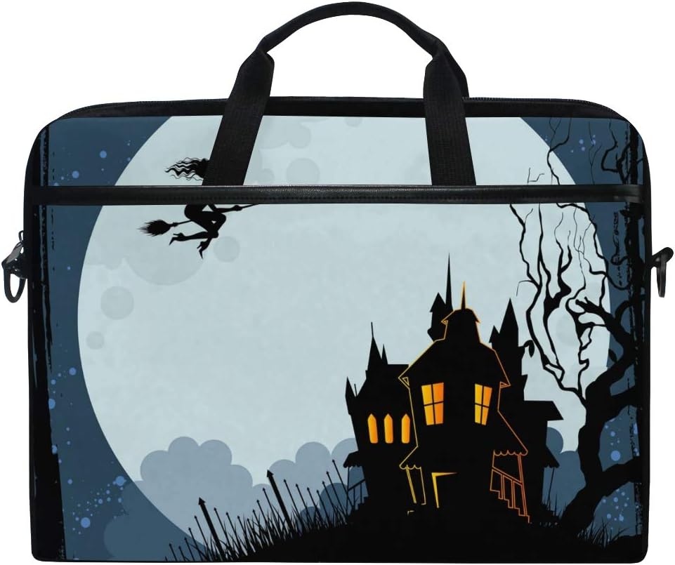 DOSHINE Laptop Bag Case Sleeve Halloween Holiday Witch Moon Notebook Computer Bag for 14-14.5 inch Adjustable Shoulder Strap, Back to School Gifts for Men Women Boy Girls