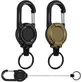 2 Pack Heavy Duty Retractable Key Chain, Magnetic Key Holder Retractable Badge Reel with 23.6" Steel Cable, ID Card Holder Re