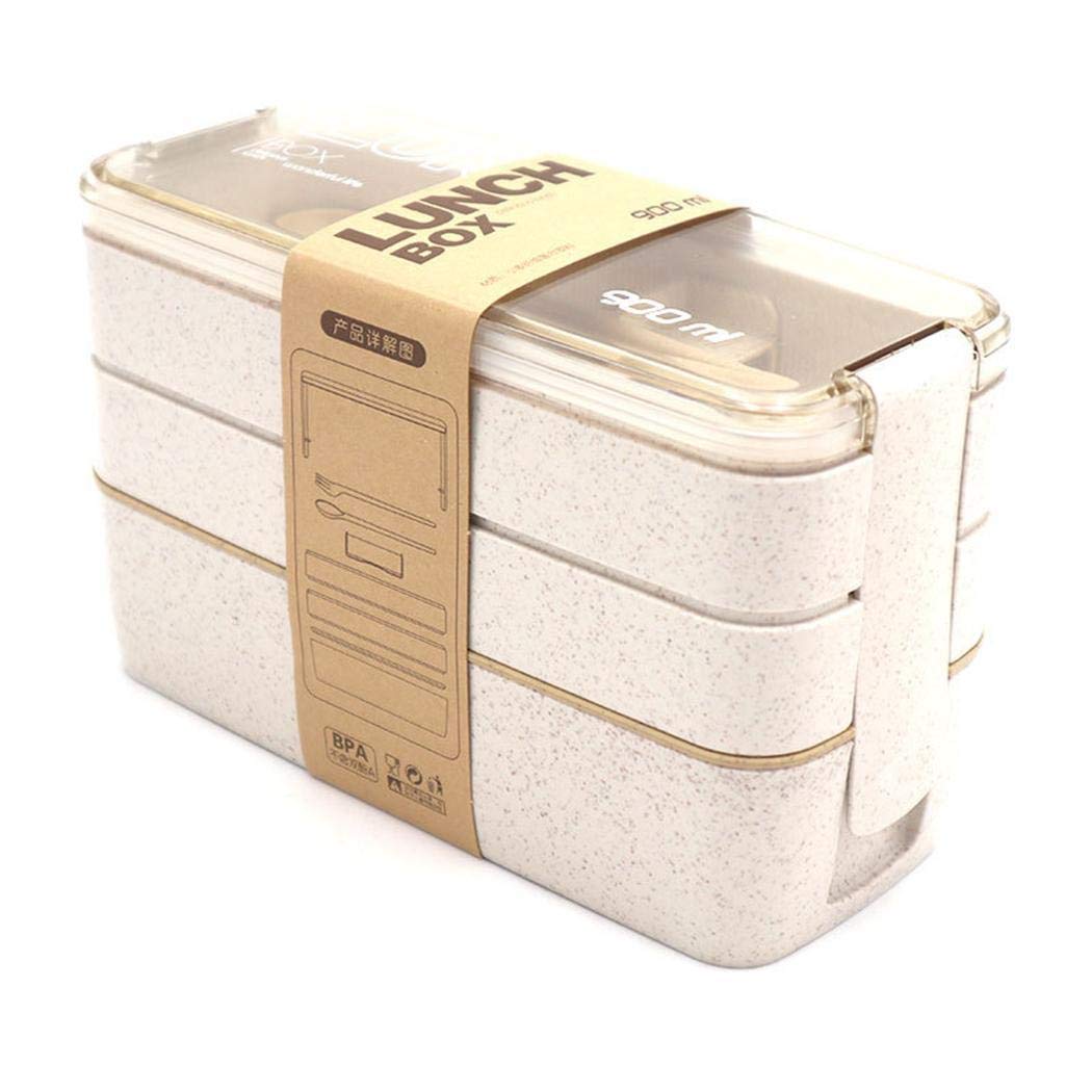 pairris Durable Portable Multifunctional Three Layered Partition Lunch Box Bowls