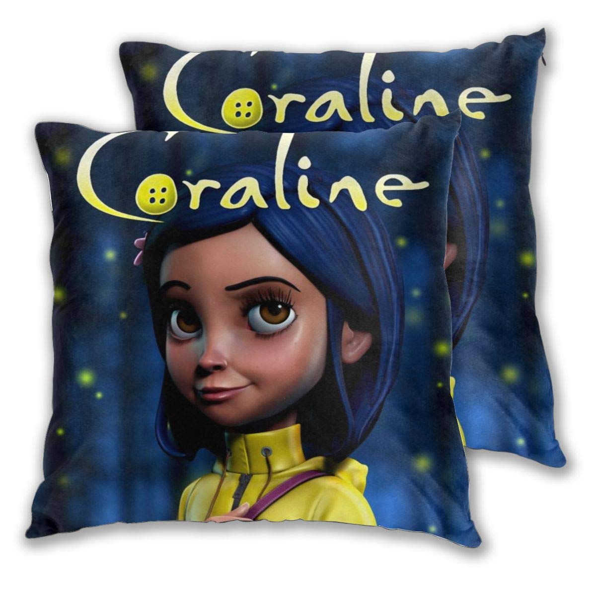 Allenada Coraline Set of 2 Square Decorative Throw Pillow Cases for Couch Bed Sofa, Cushion Covers for Home Modern Design 20"" x20