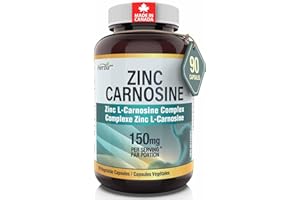 Herba Zinc Carnosine Supplement – 90 Capsules | 150mg Per Serving (75mg Per Capsules) | Premium Quality | Made in Canada