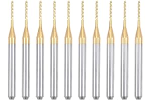 Nxtop 10Pcs 1mm Titanium Coat Carbide End Mill Engraving Milling Cutter CNC Router Bits for PCB Machine, 1/8" Shank
