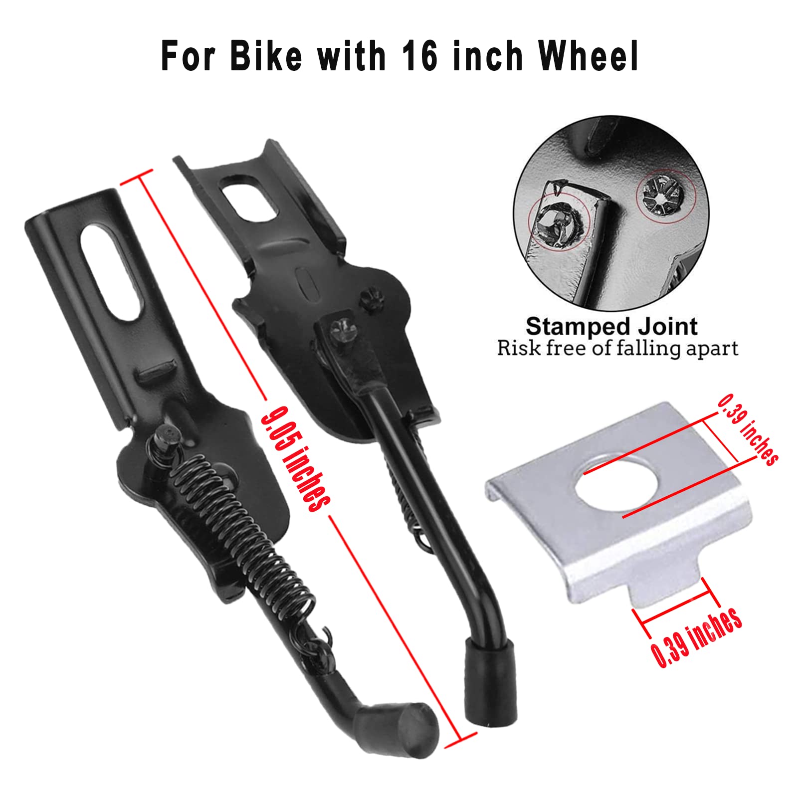 SEISSO Bike Kickstand for Kids Bike, Universal Rear Side Bicycle Kick Stand, Premium Steel with Pad, Replacement Child Kickstand