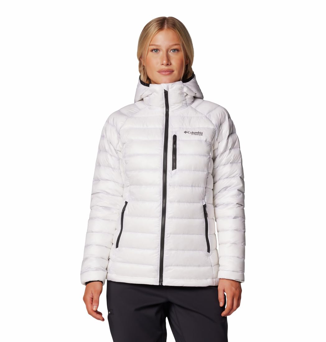 Columbia Women’s Arctic Crest Down Hooded Jacket, White, X-Small