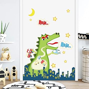 Amazon Com Ofisson Dinosaur Destroying City Baby Room Wall Or