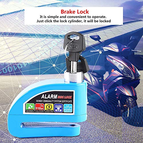 Cuque Disc Brake Lock Motorcycle Anti-Theft Brake Lock Scooter Bicycle Security Alarming System with 2 Keys(Blue)