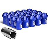 J2 Engineering LN-T7-024-125-BL 20Pcs M12 x 1.25 7075-T6 Aluminum 35mm Close-End Lug Nut w/Socket Adapter (Blue)