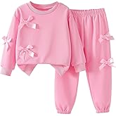 SOLY HUX Toddler Girl's Sweatsuits 2 Piece Outfits Bow Long Sleeve Sweatshirt and Jogger Pants Matching Sets