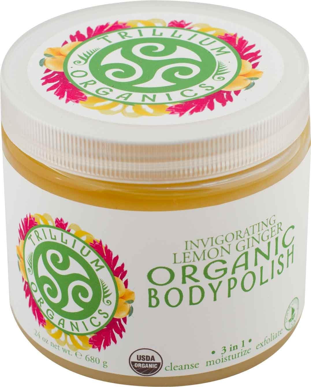 Trillium Natural Body Polish - Invigorating Lemon Ginger Salt Scrub - 24 Ounce