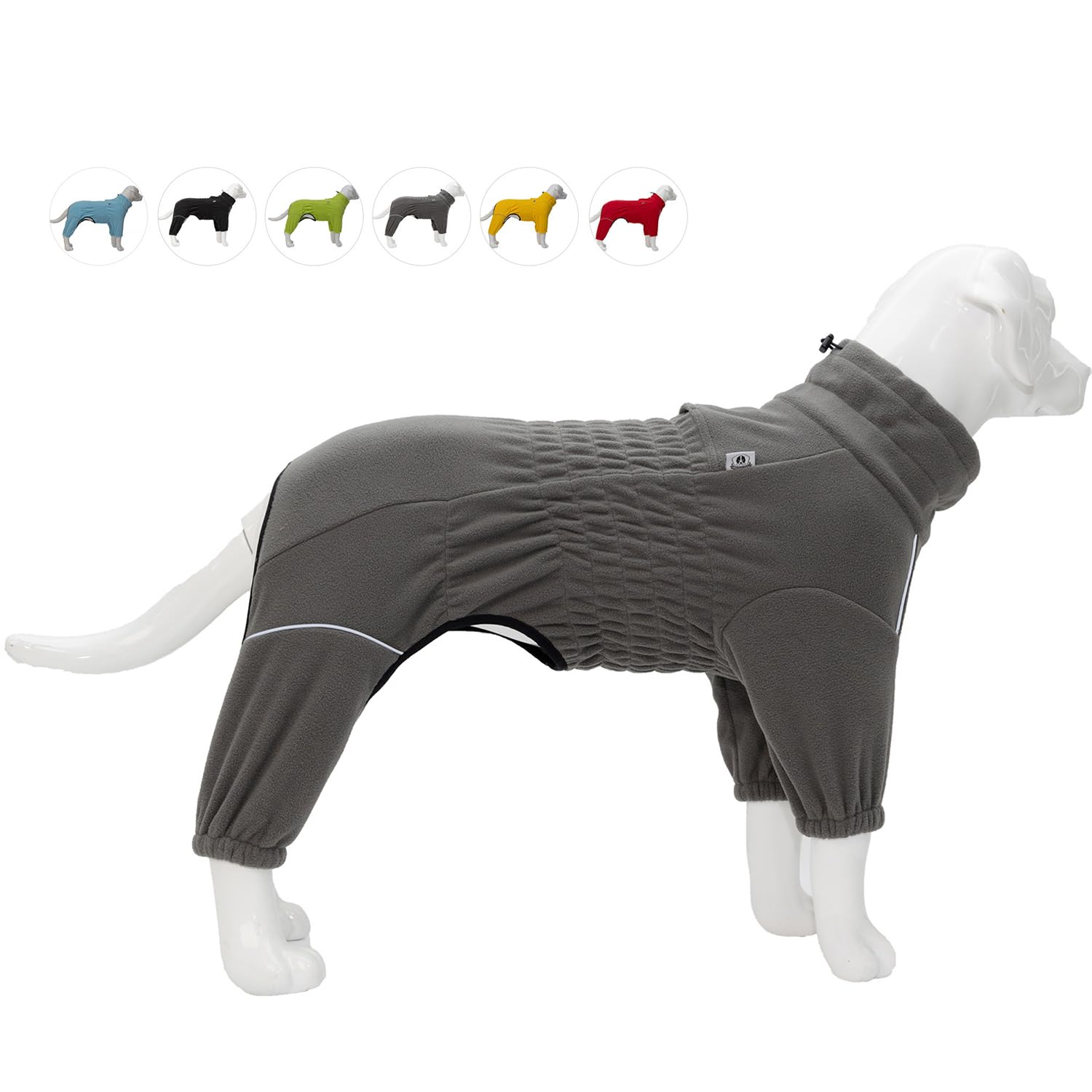 Warm Drakgray Dog Coat, Windproof Fleece Jacket for Small to Large Dogs, Zippered Closure, Outdoor Winter Coat