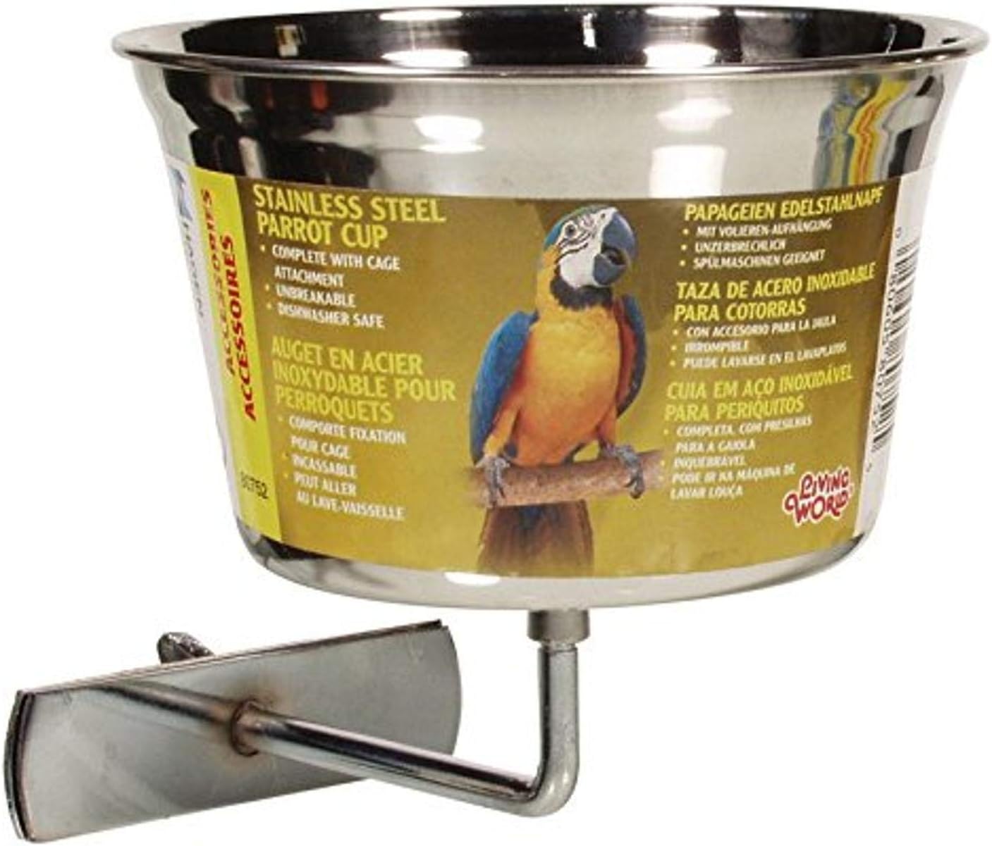 Living World Stainless Steel Parrot Cup, 32-Ounce