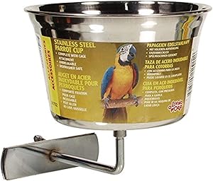 Living World Stainless Steel Parrot Cup, 32-Ounce