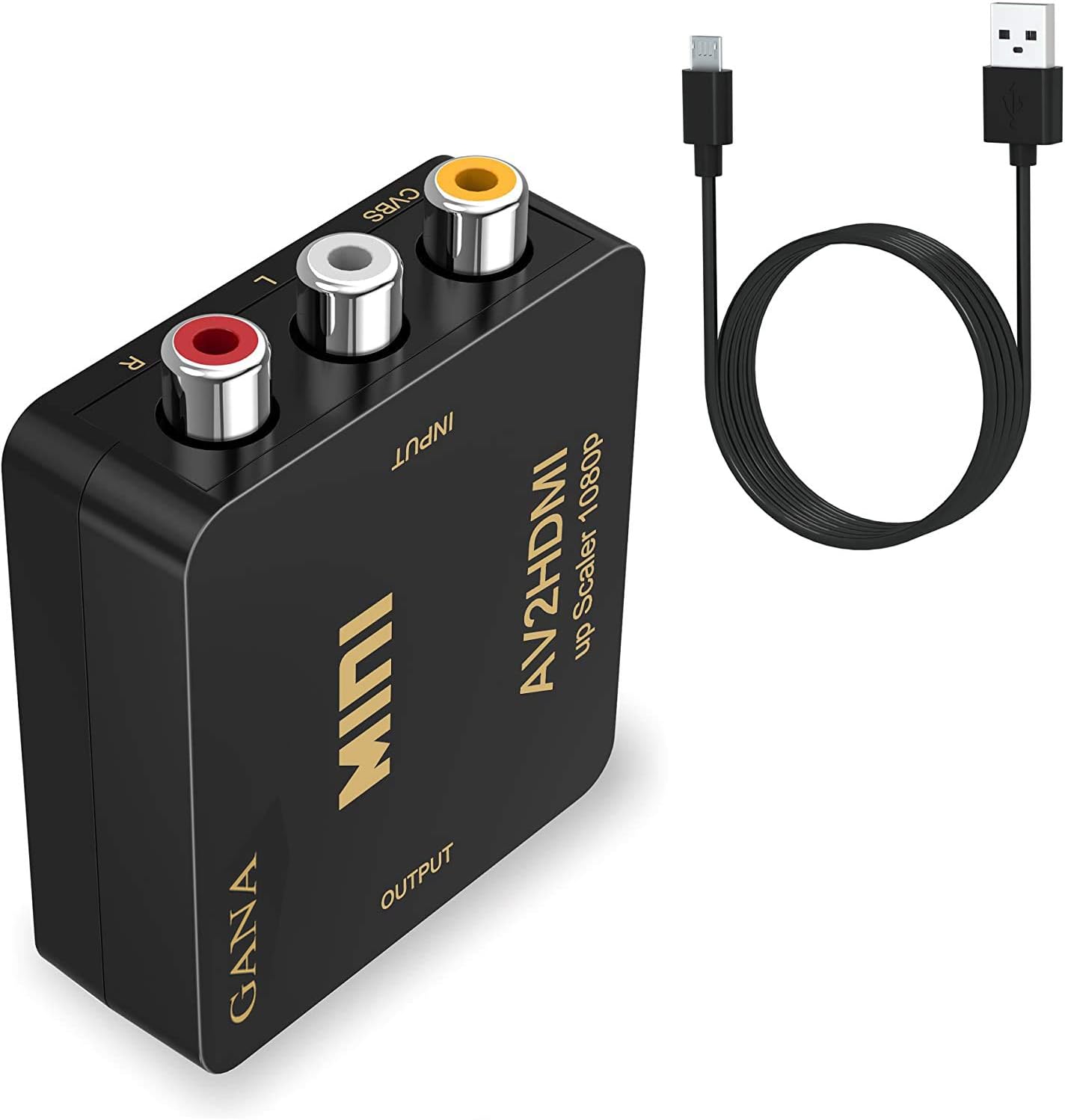 RCA to HDMI, AV to HDMI,GANA 1080P Mini RCA Composite CVBS AV to HDMI Video Audio Converter Adapter Supporting PAL/NTSC with USB Charge Cable for PC Laptop Xbox PS4 PS3 TV STB VHS VCR Camera DVD: Camera & Photo