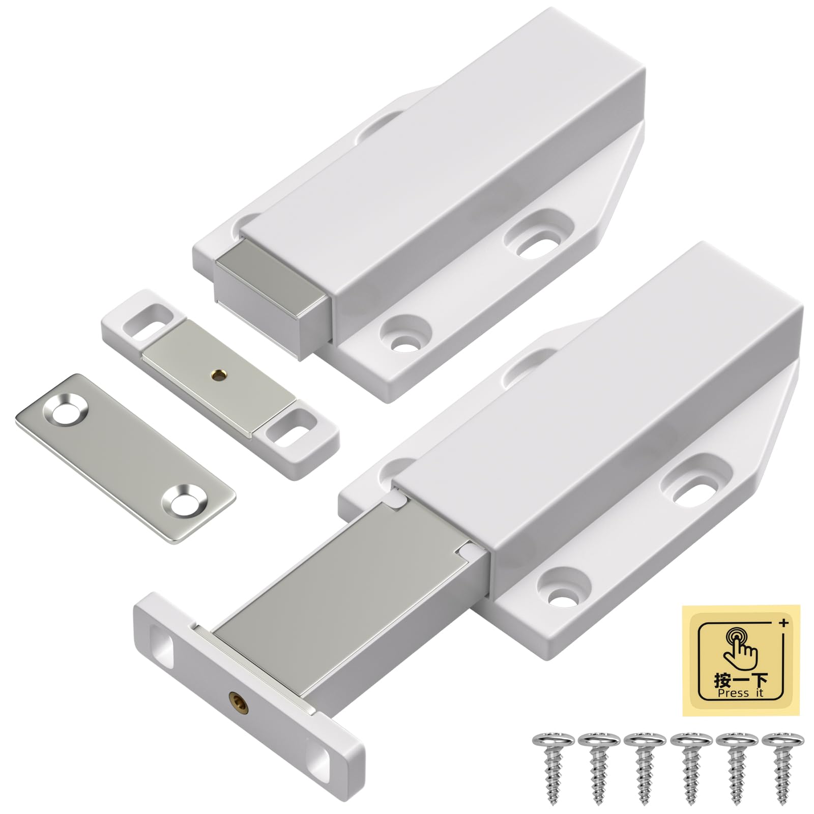 Push Open Door Catches Big Jiayi 2 Pack Cabinet Magnetic Push Catches Cupboard Push Latch Touch Open Kitchen Drawer Closer Push Opener for RV Door Damper Large Push to Open Wardrobe Closure